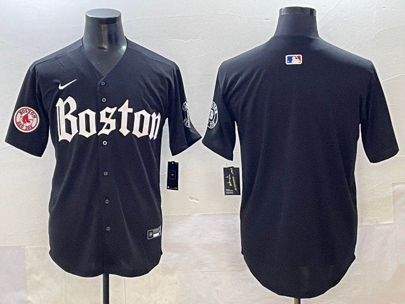 Men 2025 Boston Red Sox Blank Black Five generations Joint Name Nike MLB Jersey style 2->boston red sox->MLB Jersey